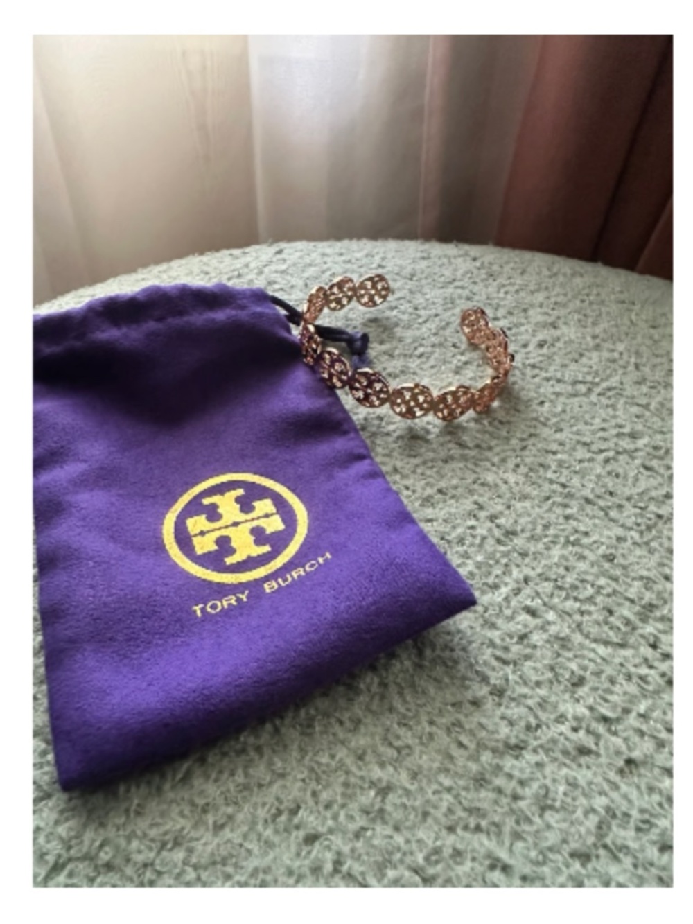 Tory Burch Rose Gold Logo Bracelet